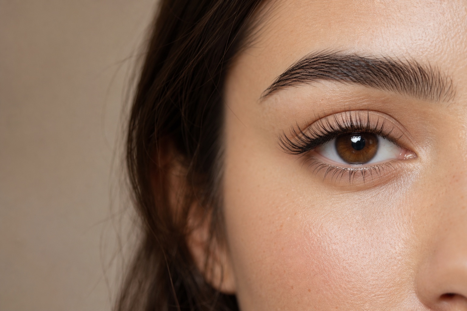 Close editorial detail of a soft lash finish